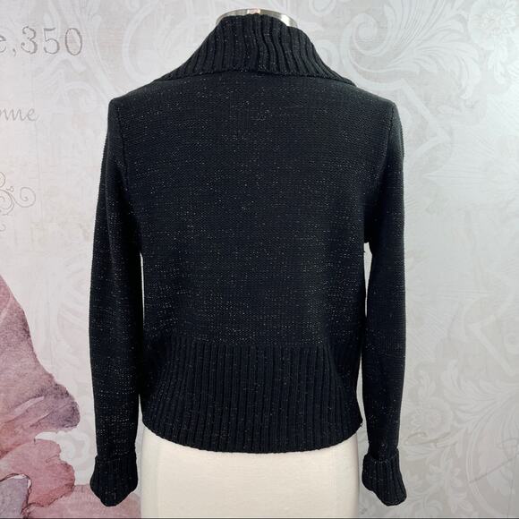 Covington Black Long Sleeve Silver Sparkle Cardigan  NWT Large Petite - Picture 7 of 10